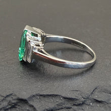 Load image into Gallery viewer, Art Deco Emerald & Diamond Ring
