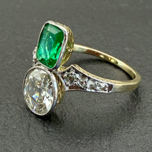 Load image into Gallery viewer, Emerald & Diamond “Toi et Moi” Ring