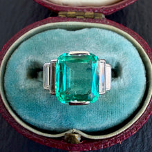 Load image into Gallery viewer, Art Deco Emerald & Diamond Ring