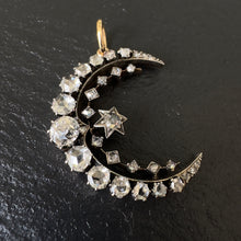 Load image into Gallery viewer, Diamond Moon & Star Crescent Pendant