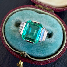 Load image into Gallery viewer, Art Deco Emerald & Diamond Ring