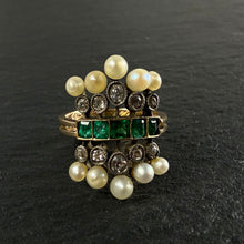 Load image into Gallery viewer, Reserved - Emerald And Pearl Ring