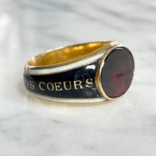 Load image into Gallery viewer, Garnet & Enamel Mourning Ring