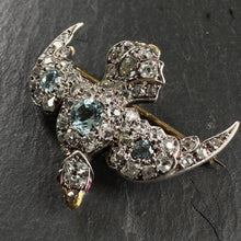 Load image into Gallery viewer, Diamond & Blue Topaz Bird Pendant