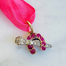 Load image into Gallery viewer, Ruby and Diamond Horseshoe/Nail Pendant