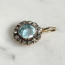 Load image into Gallery viewer, Aquamarine and Rose Cut Diamond Pendant