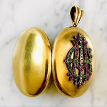 Load image into Gallery viewer, RESERVED AEI Locket Pendant of Diamonds, Rubies and Emeralds