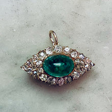 Load image into Gallery viewer, Bespoke Emerald and Diamond “Evil Eye” Pendant