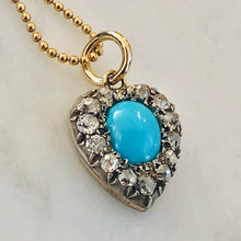 Load image into Gallery viewer, Turquoise and Diamond Heart Pendant