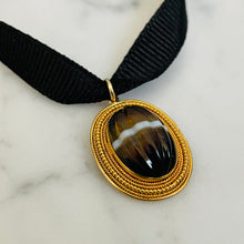 Load image into Gallery viewer, Carved Banded Agate Pendant