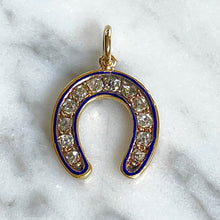 Load image into Gallery viewer, Diamond & Enamel Horseshoe Pendant