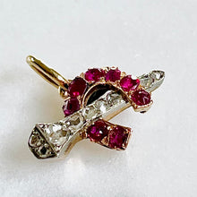 Load image into Gallery viewer, Ruby and Diamond Horseshoe/Nail Pendant