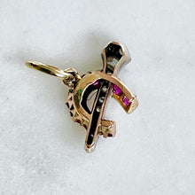 Load image into Gallery viewer, Ruby and Diamond Horseshoe/Nail Pendant