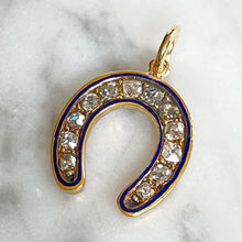 Load image into Gallery viewer, Diamond & Enamel Horseshoe Pendant