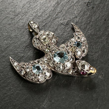 Load image into Gallery viewer, Diamond & Blue Topaz Bird Pendant