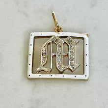 Load image into Gallery viewer, Enamel & Diamond “M” Pendant