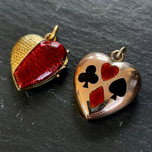 Load image into Gallery viewer, Hold for T Enamel and Gold Heart Pendant Set