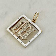 Load image into Gallery viewer, Enamel & Diamond “M” Pendant