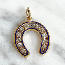 Load image into Gallery viewer, Diamond & Enamel Horseshoe Pendant