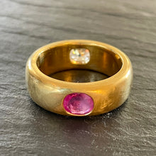 Load image into Gallery viewer, On hold — ROCKS Bespoke ~ Burma Pink Sapphire & Diamond *Gemini* Ring