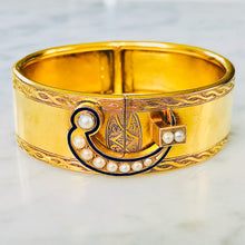 Load image into Gallery viewer, Pearl and Enamel Cotter Pin Bangle