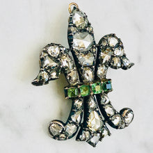 Load image into Gallery viewer, Diamond and Emerald Fleur-de-Lys Pendant/Brooch