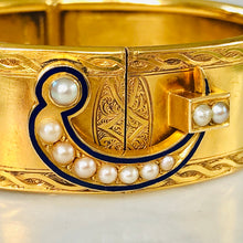 Load image into Gallery viewer, Pearl and Enamel Cotter Pin Bangle