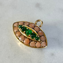 Load image into Gallery viewer, Bespoke Coral and Emerald “Evil Eye” Pendant