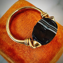 Load image into Gallery viewer, RESERVED Banded Agate Scarab Ring