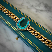 Load image into Gallery viewer, Bespoke Turquoise & Diamond Horseshoe Bracelet