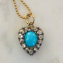 Load image into Gallery viewer, Turquoise and Diamond Heart Pendant
