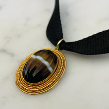 Load image into Gallery viewer, Carved Banded Agate Pendant