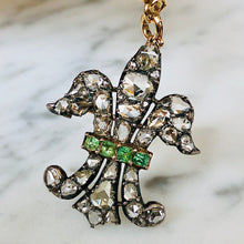 Load image into Gallery viewer, Diamond and Emerald Fleur-de-Lys Pendant/Brooch