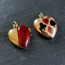 Load image into Gallery viewer, Hold for T Enamel and Gold Heart Pendant Set