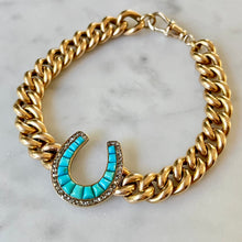 Load image into Gallery viewer, Bespoke Turquoise & Diamond Horseshoe Bracelet