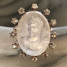 Load image into Gallery viewer, RESERVED Moonstone and Diamond Cameo Pendant
