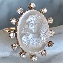 Load image into Gallery viewer, RESERVED Moonstone and Diamond Cameo Pendant