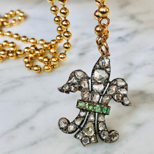 Load image into Gallery viewer, Diamond and Emerald Fleur-de-Lys Pendant/Brooch