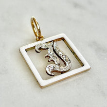 Load image into Gallery viewer, Enamel & Diamond “J” Pendant