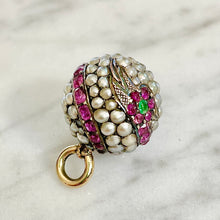 Load image into Gallery viewer, Ruby, Emerald & Pearl Snake Pendant