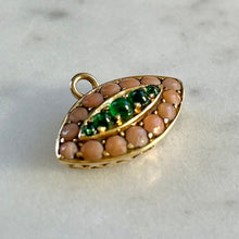 Load image into Gallery viewer, Bespoke Coral and Emerald “Evil Eye” Pendant