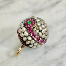 Load image into Gallery viewer, Ruby, Emerald & Pearl Snake Pendant