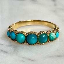 Load image into Gallery viewer, Turquoise Half Hoop Ring