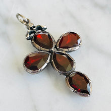 Load image into Gallery viewer, Reserved Diamond & Garnet Cross Pendant