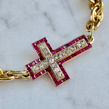 Load image into Gallery viewer, Bespoke Ruby & Diamond Cross Bracelet