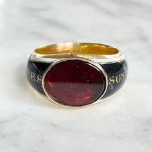 Load image into Gallery viewer, Garnet & Enamel Mourning Ring