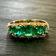 Load image into Gallery viewer, Pending Sale - Colombian Emerald Five Stone Ring