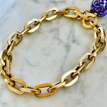 Load image into Gallery viewer, Vintage Gold Link Bracelet & Enamel Fob