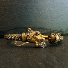 Load image into Gallery viewer, Etruscan Revival 15k gold Jaguar/Panther Bangle
