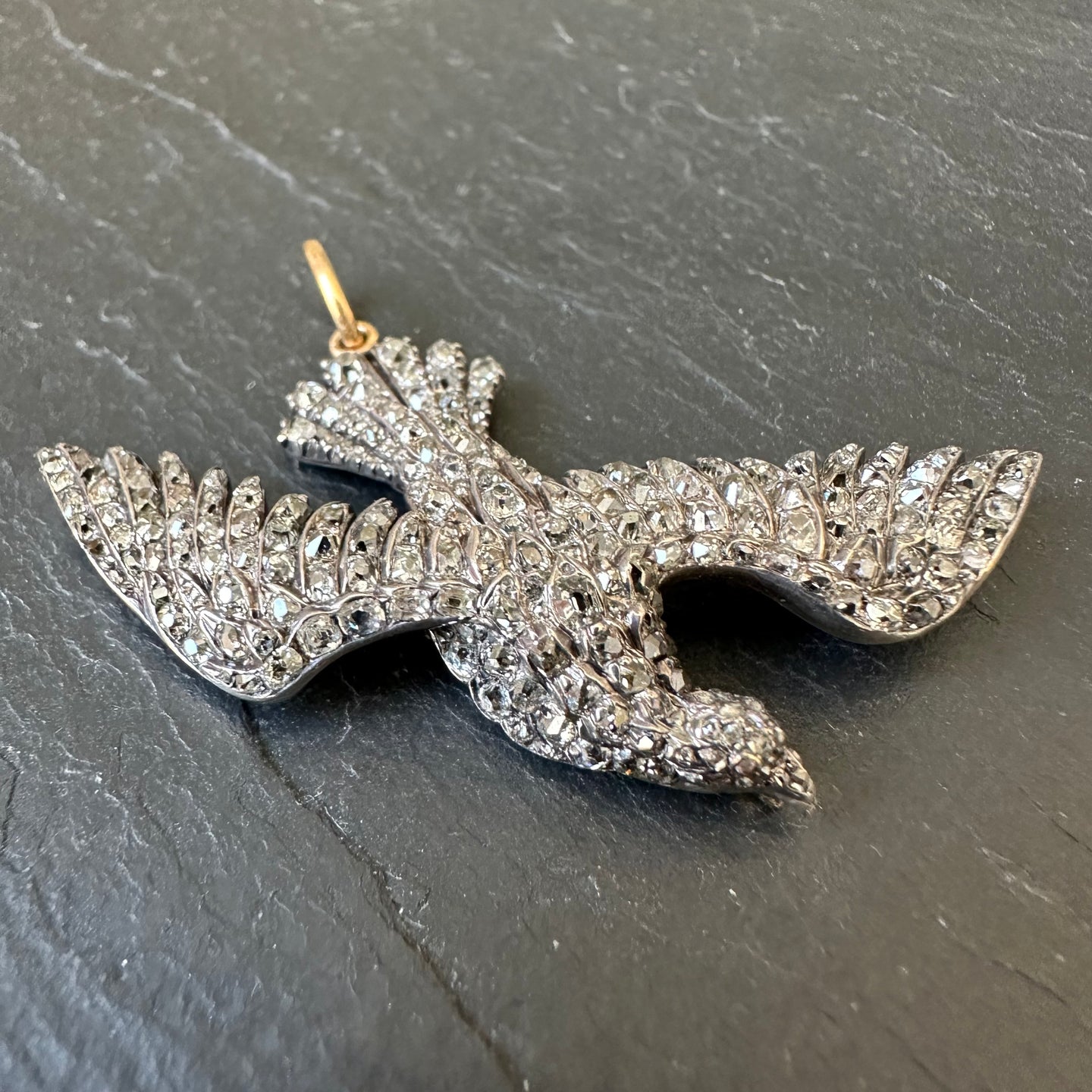 Old Cut Diamond Bird Pendant